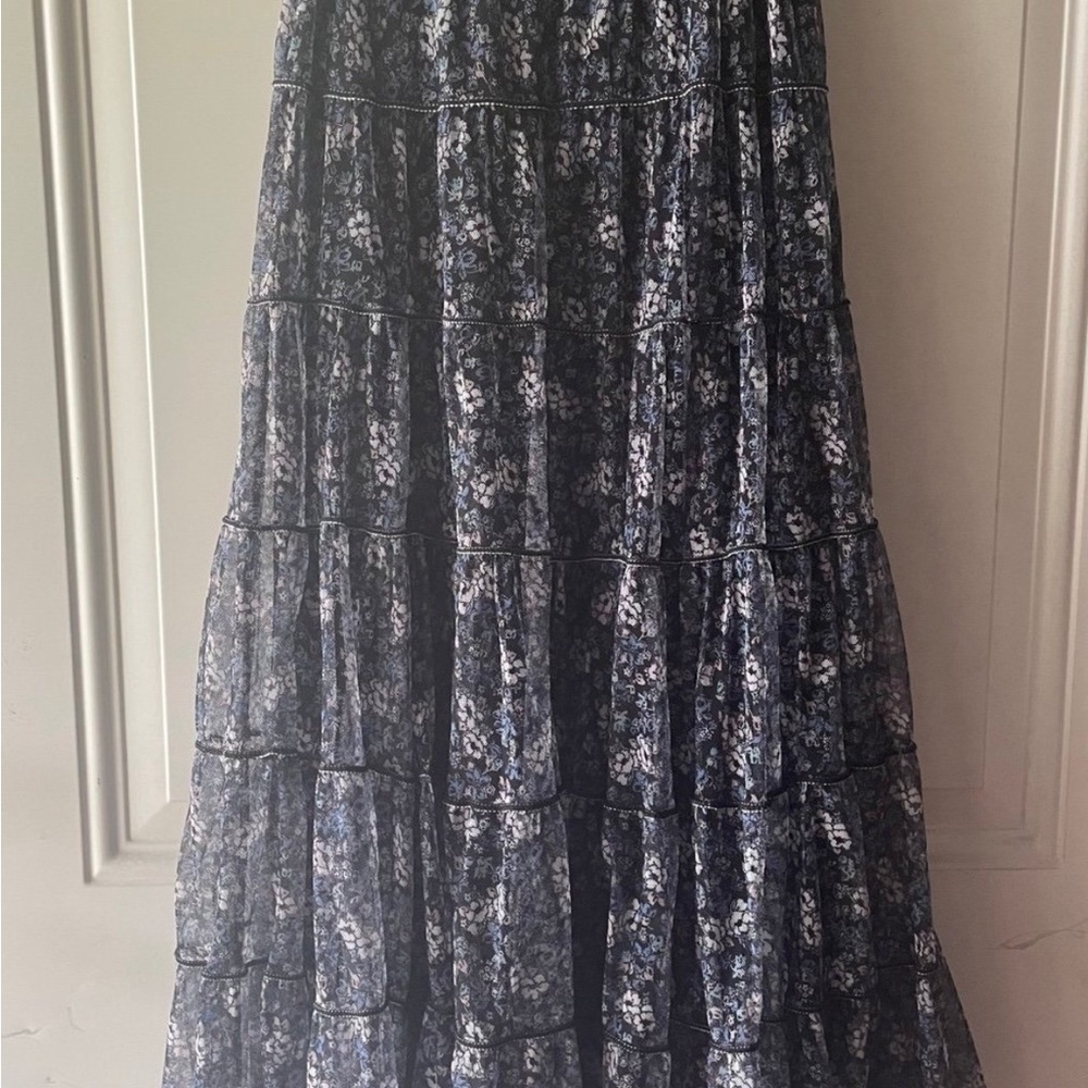 Max Studio Black Floral Dainty Whimsigoth Tiered Dress - Picture 4 of 6